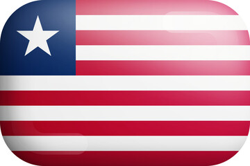 Liberia National Flag 3D Rounded Glossy Icon Isolated Design Element
