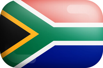 South Africa National Flag 3D Rounded Glossy Icon Isolated Design Element