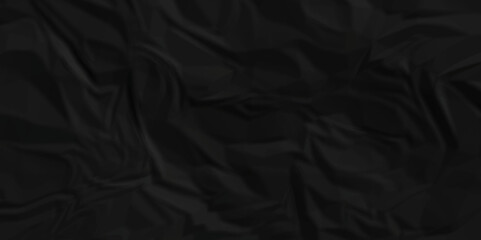 Fototapeta premium Abstract dark black wave paper crumpled texture. black fabric textured crumpled paper background. panorama black paper texture background, crumpled pattern texture background.