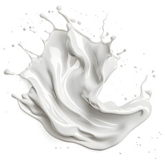 White milk or cream wave splash with splatters and drops isolated on white background