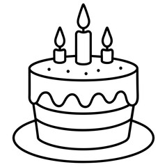 Birthday cake outline coloring book page line art drawing