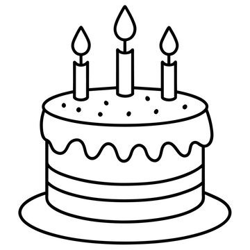 recommend clip art: Birthday cake outline coloring book page line art drawing