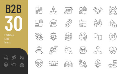 B2B Line Editable Icons set. Vector illustration in modern thin line style of business related icons: company, cooperation, management, and other. Pictograms and infographics for mobile apps.
