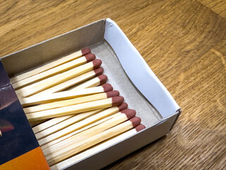 Wooden matches on a tabletop