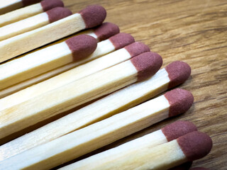 Wooden matches on a tabletop