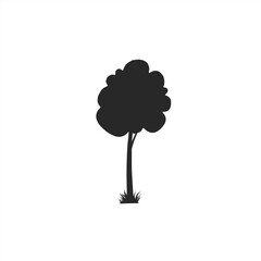 Black tree vector single icon illustration on white background silhouette art black white stock plant illustration