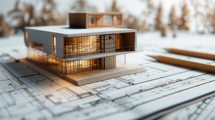 modern architectural rendering or design concept of a building