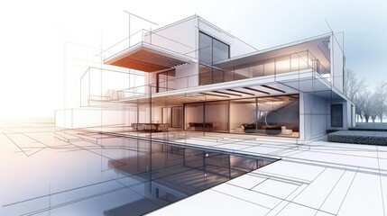 Obraz premium modern architectural rendering or design concept of a building