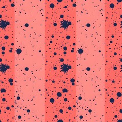 A pink and blue striped background with black and blue dots. The background is a mix of colors and the dots are of different sizes. The image has a playful