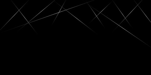 Abstract colorful rays white light lines crossing on black, futuristic light gray line corner concept abstract on black background.abstract, polygon, elegant background,