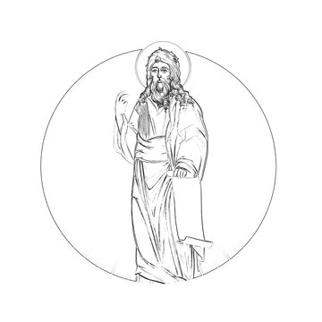 recommend clip art: Jeremiah weeping prophet. Religious coloring page in Byzantine style on white background