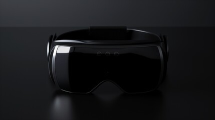 A virtual reality interface device, sleek and minimalist, projecting a 3D interface for interactive VR experiences.