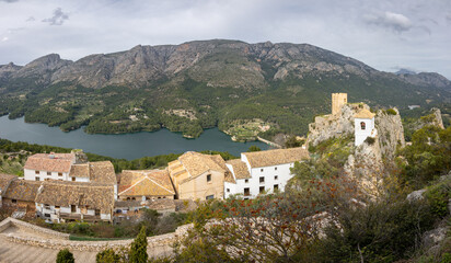 View of Guadalest village with the lake in Alicante (Spain)