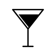 Illustration depicting a black martini cocktail icon on a white background
