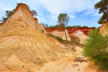 Ocher deposits in the so-called “French Colorado” in the town of Rustrel, Provence in southern...