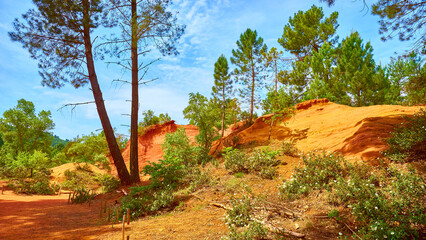 Ocher deposits in the so-called “French Colorado” in the town of Rustrel, Provence in southern...