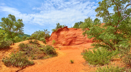 Ocher deposits in the so-called “French Colorado” in the town of Rustrel, Provence in southern...