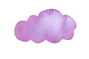 Purple of cloud shape watercolor painting element