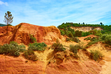 Ocher deposits in the so-called “French Colorado” in the town of Rustrel, Provence in southern...
