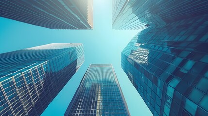 Fototapeta premium Towering Architectural Structures in a Vibrant Financial District