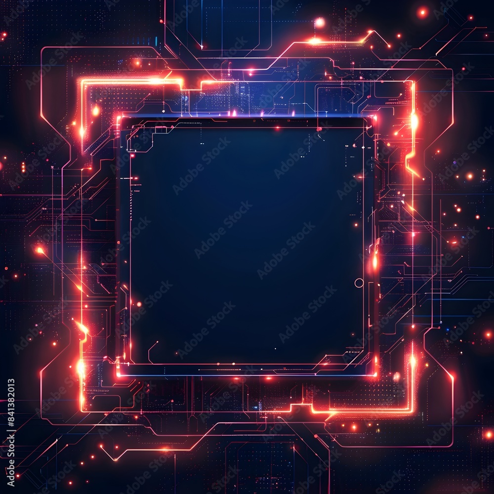 Poster modern tech frame with digital circuit patterns great for technology presentations or website backgr