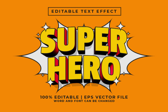Super Hero 3d Editable Text Effect Cartoon Comic Style Premium Vector