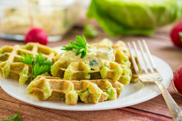 vegetable cabbage waffles fried with herbs