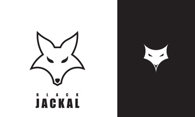 Obraz premium Jackal logo vector illustration design, Jackal head logo minimalist design, Silhouette Logo