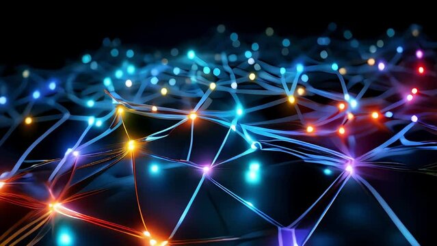 Video of neural network and cloud technologies. Futuristic background image of AI neural. Modern digital abstract background