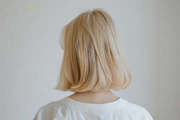 Naklejka premium a woman with blonde hair and a white shirt