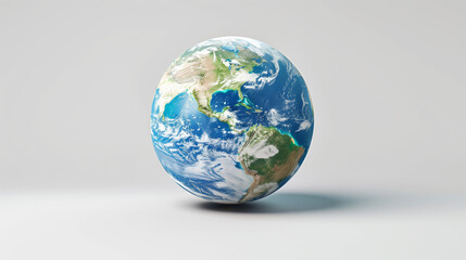 Digital Earth Rendering on White Background