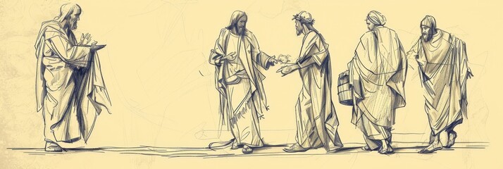 Biblical Illustration of Jesus' Parable of the Good Samaritan, Ideal for Banner,Christian banner