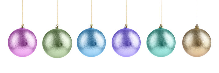Decorative Christmas balls isolated on white, set