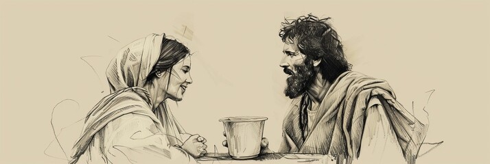 Biblical Illustration of Jesus' Miracle Healing the Woman with the Issue of Blood, Emphasizing Faith and Compassion,Christian banner