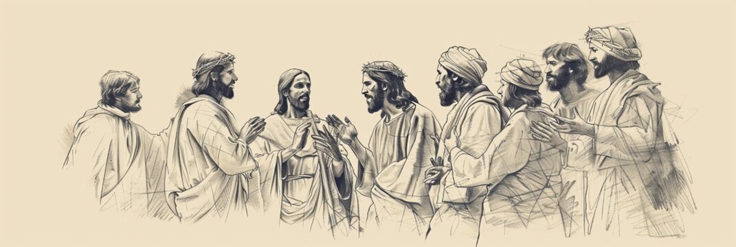 Biblical Illustration of Jesus' Parable of the Unforgiving Servant, Ideal for Banner,Christian banner