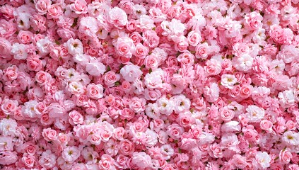 Fototapeta premium Pink roses background, in the style of 3D, pink color, soft light and shadow effect, high definition details, pink rose pattern wallpaper 