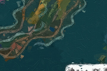 Oil paintings and various flowers, tigers, ponds, tropical leaves, marine creatures, and birds are beautiful