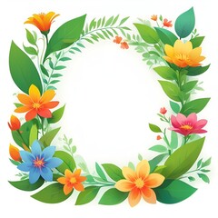 Round flower frame with space for text in the center