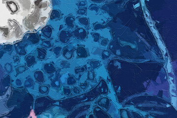 Oil paintings and various flowers, tigers, ponds, tropical leaves, marine creatures, and birds are beautiful