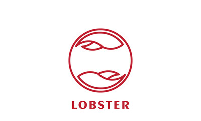 Lobster logo vector illustration, Lobster, Shrimp, Crayfish logo in red in circle shape,on white background.