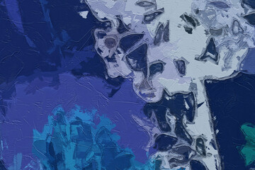 Oil paintings and various flowers, tigers, ponds, tropical leaves, marine creatures, and birds are beautiful