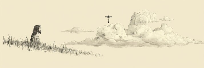 Naklejka premium Biblical Illustration of Worship in Nature, Emphasizing Jesus's Presence in Creation,Christian banner