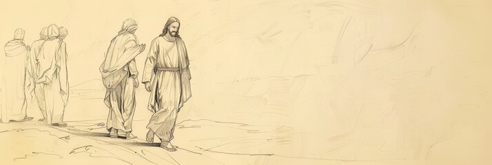 Obraz premium Biblical Illustration of Jesus' Ascension and Return Promise, Ideal for Banner,Christian banner