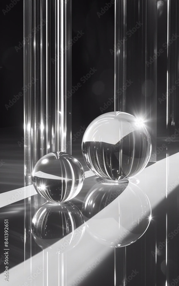 Poster abstract architectural white interior from an array of concrete cubes with neon lighting. 3d illustr