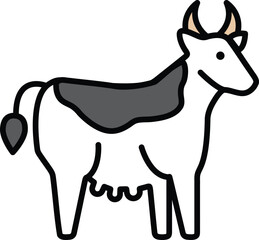 A cow with horns is standing in a field