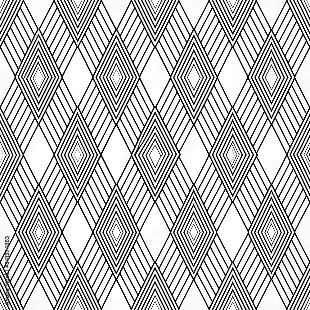 Aufkleber a seamless pattern featuring black line rhombuses on a white background. the rhombuses are formed by