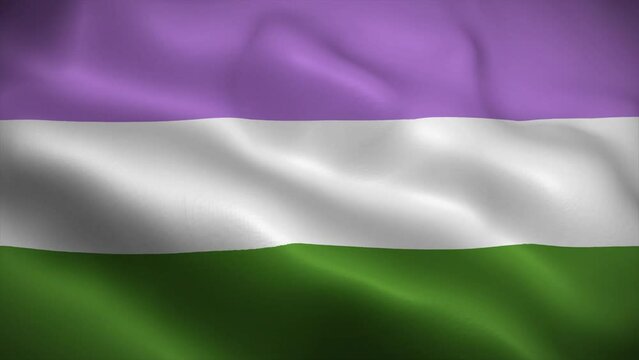 Genderqueer pride flag waving animation, six stripes flag, perfect looping, 4K video background, official colors
