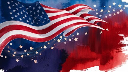USA 4th of july background, independence day, artistic background featuring a flowing American flag