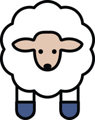 A sheep with a black hoof is standing in a white background