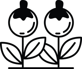 Two flowers with leaves are drawn in black and white
